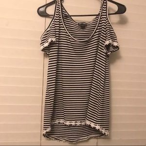 Striped blouse with flowers on the end